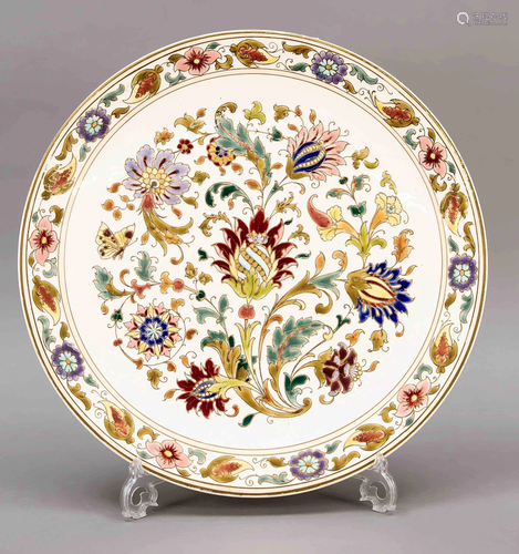 Large round ceramic plate, c.