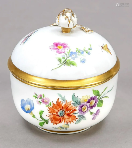 Round sugar bowl, Meissen, kno