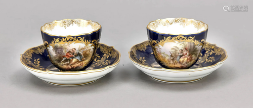 Two demitasse cups with saucer