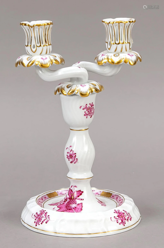 Candlestick, 2-flame, Herend,