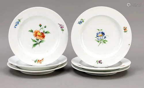 Six dinner plates, Meissen, 19