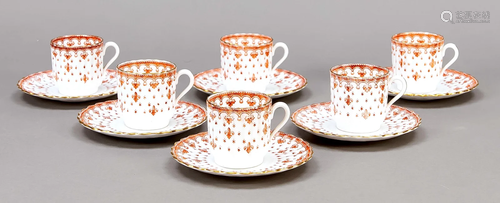 Six mocha cups with saucers, S