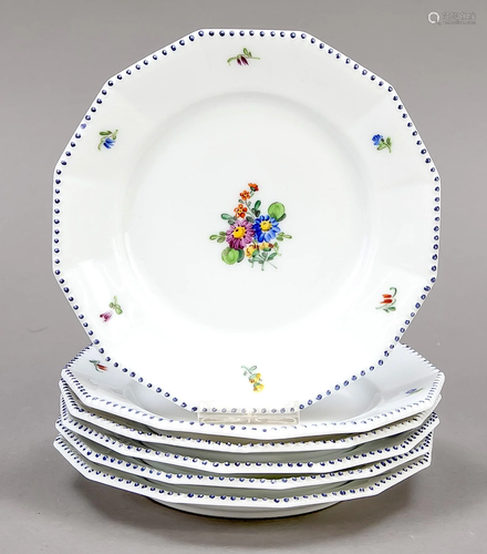 Six bread plates, Nymphenburg,