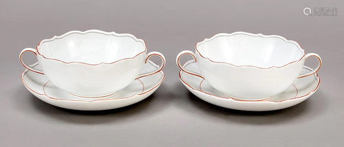 Two soup cups with saucer, Mei