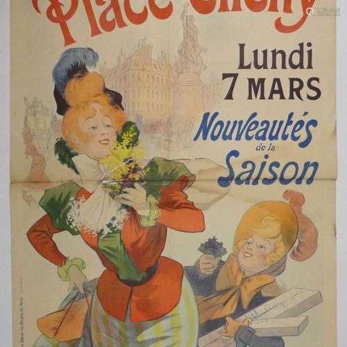 René PEAN (1875-1945) « A la Place Clichy Distribution de bo...