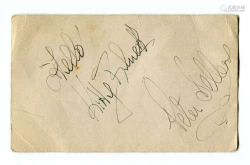 AUTOGRAPH. A postcard signed by Peter Sellers and Kitty Blue...
