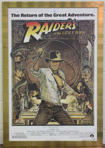 AUTOGRAPH. A colour Raiders of the Lost Ark poster, indistin...