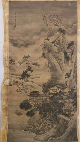 袁耀 清代 袁耀 山水画《山雨欲来风满楼》