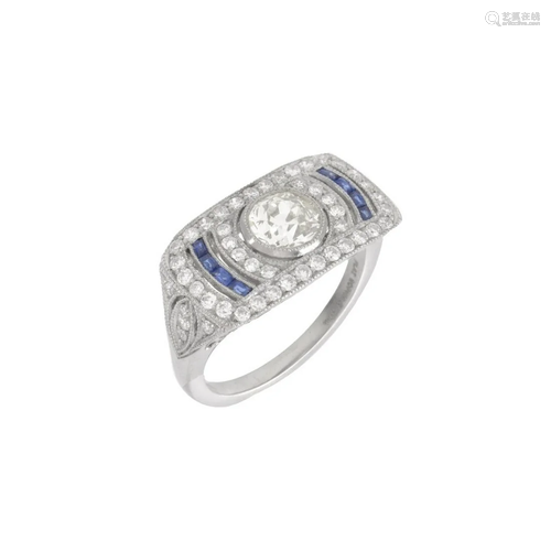 Diamond, Sapphire and Platinum Ring