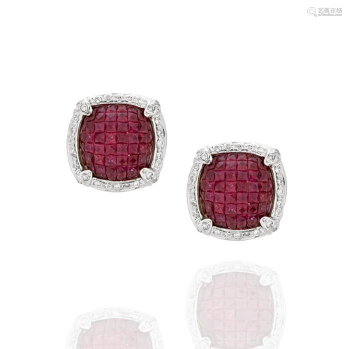 Ruby, Diamond and 18K Earrings