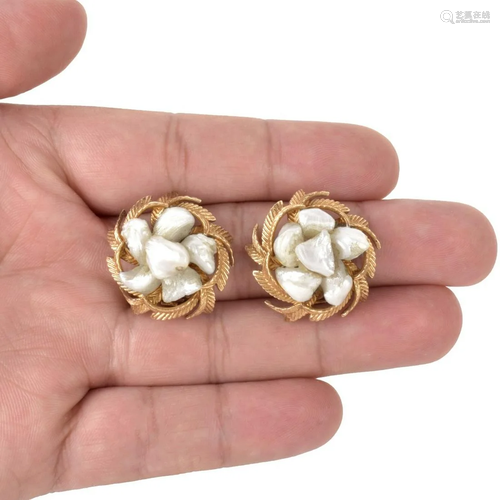 Pearl and 14K Earrings