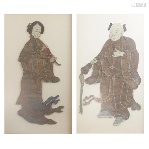 Pair of Chinese Embroidered Panels