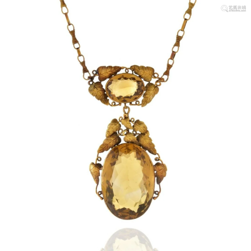 Citrine and 14K Necklace