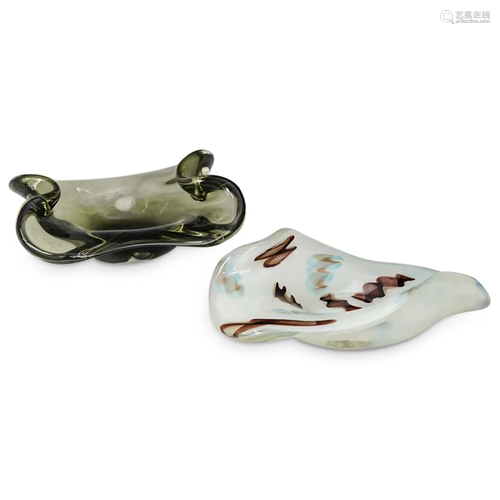 (2 Pc) Murano Art Glass Ashtrays