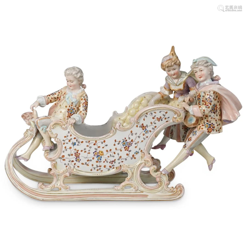 Antique Sitzendorf Porcelain Sled Group