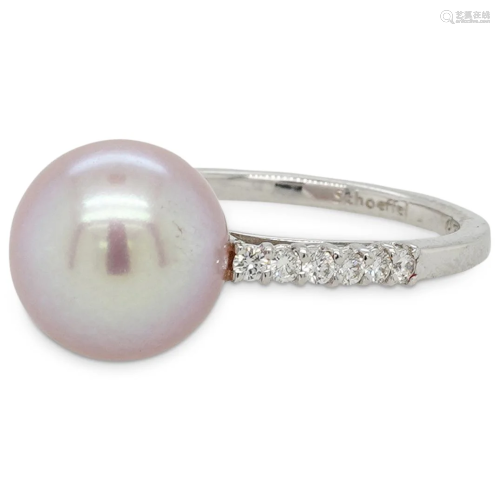 Designer 18k Gold, Pearl and Diamond Ring