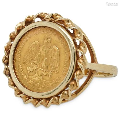 Antique Gold Mexican Peso Ring