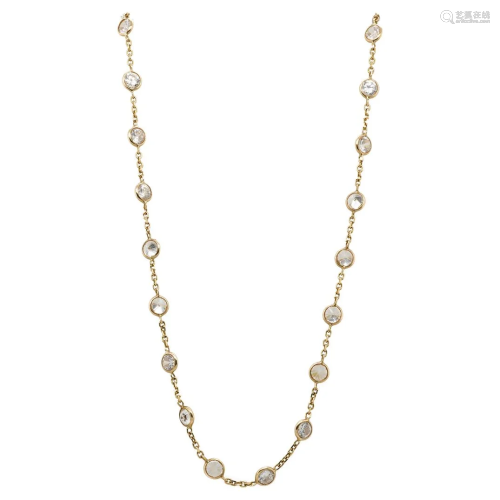 14k Gold Synthetic Diamonds by the Yard Necklace
