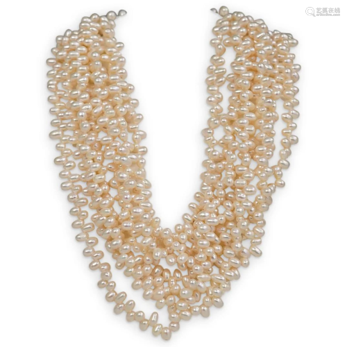 Multi Strand Beaded Pearl Necklace