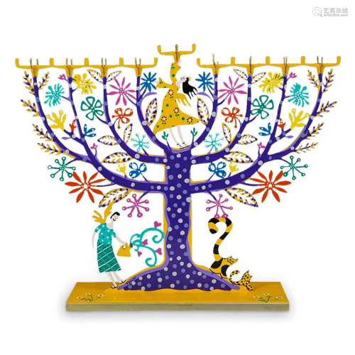 Judaica Hanukkah Family Tree Menorah