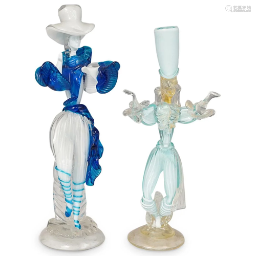 (2 Pc) Murano Glass Venetian Female Figurines