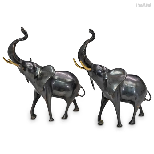 Pair of Brass Elephant Statues