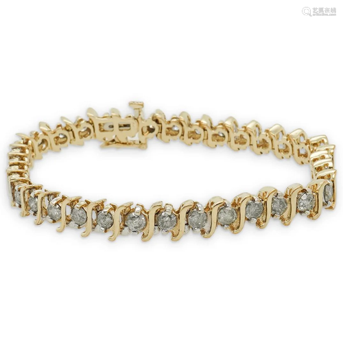 14k Gold and Diamond Tennis Bracelet