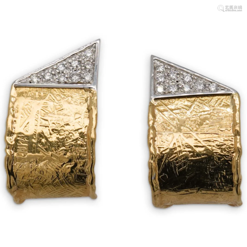 Italian 18k Gold and Diamond Earrings