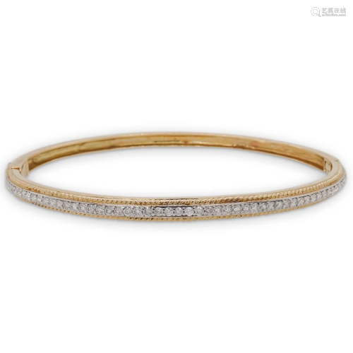 Vintage 14k Gold and Diamond Bangle Bracelet
