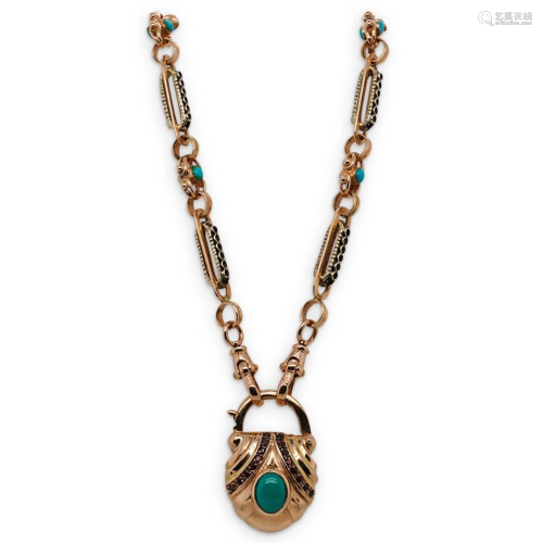 Vintage 14k Rose Gold and and Turquoise Necklace