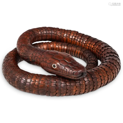 Rare Japanese Boxwood Articulated Snake