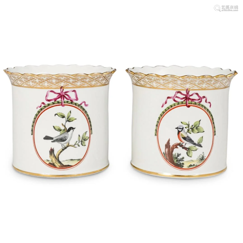 (2 Pc) Limoges Porcelain Cachepot Planters