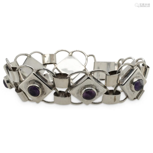 Sterling Silver and Amethyst Bracelet