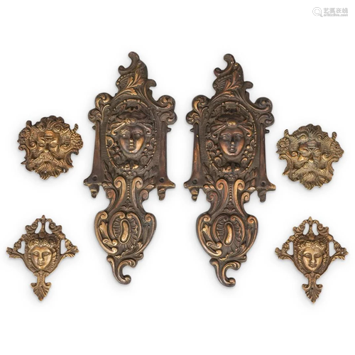 (6 Pc) Antique Bronze Wall Plaques