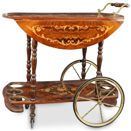 Vintage Italian Wood Liquor Cart