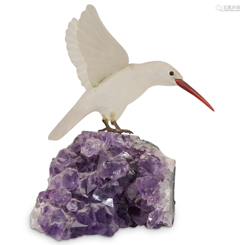 Semi-Precious Stone Carved Bird