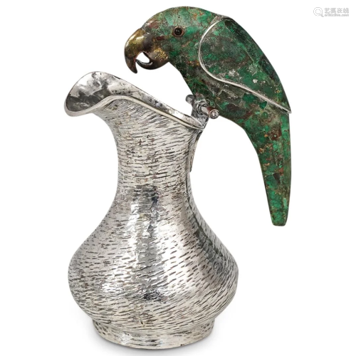 Los Castillo Mexican Silver Plated Malachite Bird