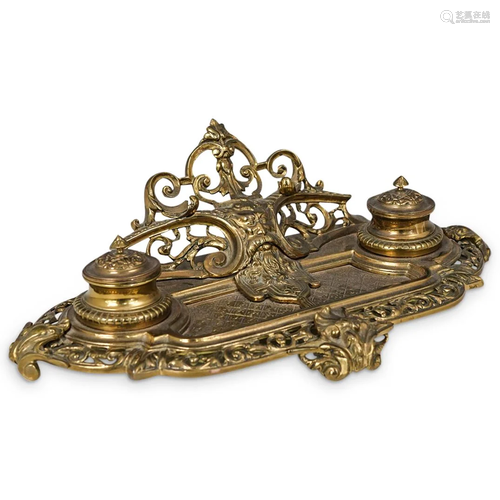 Antique Victorian Gilt Bronze Inkwell