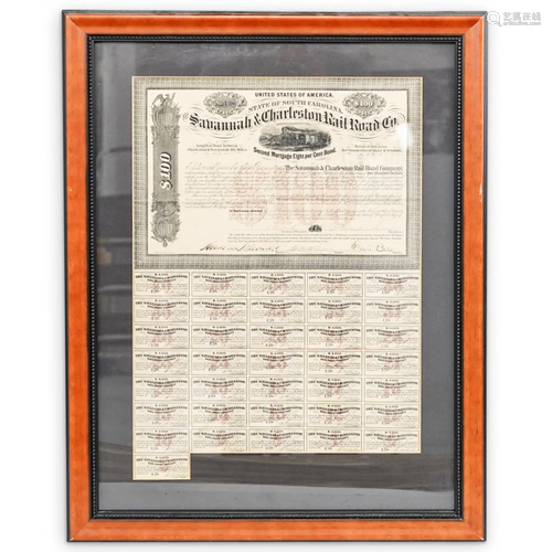 Savannah & Charleston Railroad Co. Bond Sheet