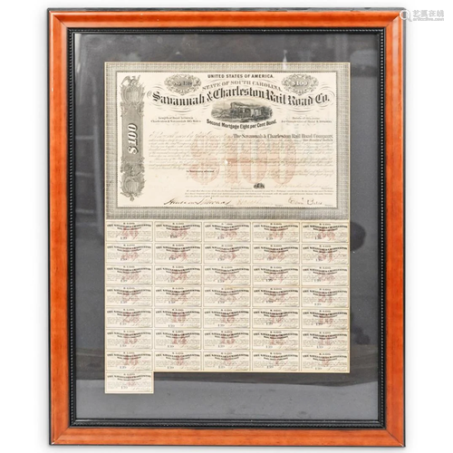 Savannah & Charleston Railroad Co. Bond Sheet