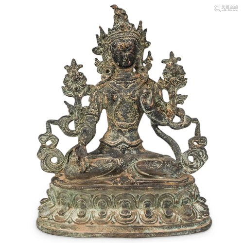 Tibetan Green Tara Bronze Buddha Statue