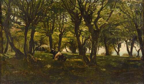 VORGANG, Paul (1860 Berlin - 1927 ebd.). Kühe im Wald.