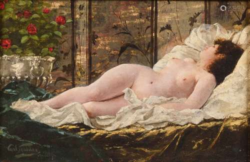 KAHLER, Karl (1856 Linz -1906 San Francisco). Liegender Akt.