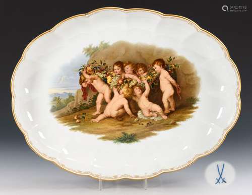 Große Schale mit Puttenmalerei. Meissen.