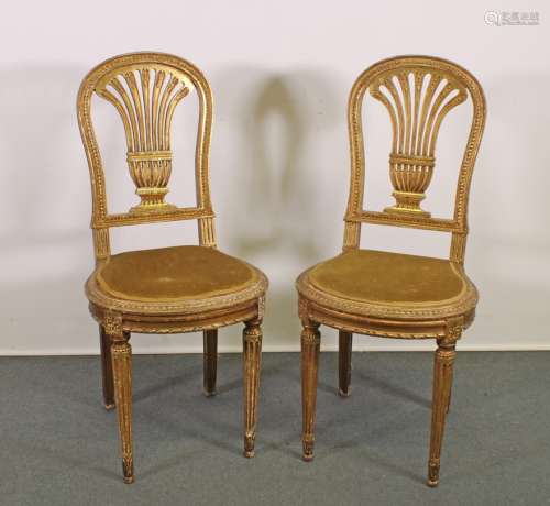 Paar Stühle im Louis Seize-Stil, 19. Jh., goldfarben gefasst...
