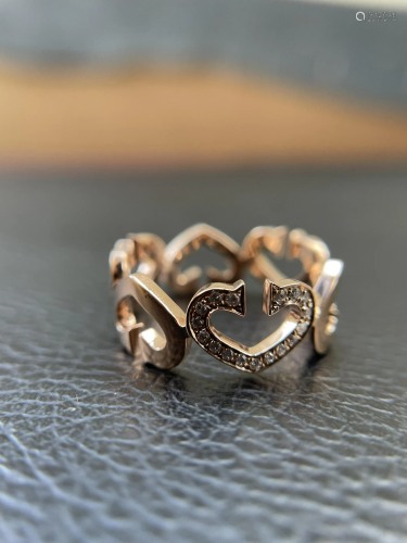 CARTIER 18K ROSE GOLD HEART SYMBOLS RING