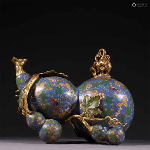 A Cloisonne Gourd Shaped Incense Burner