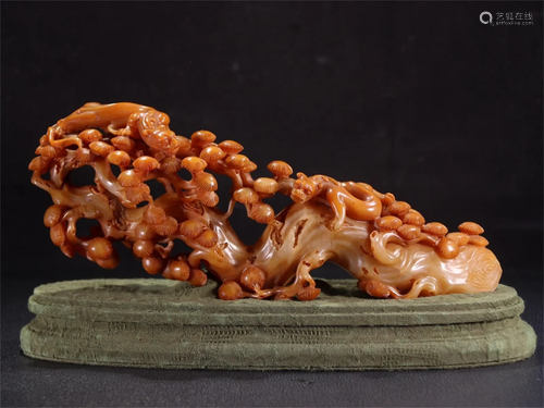 A Carved Tianhuang Stone Dragon Patterned Ruyi