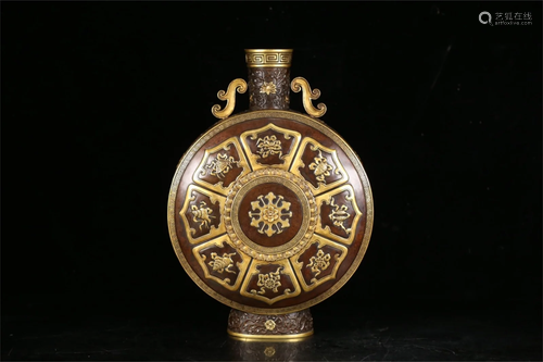 A Gilt Bronze Moonflask Vase