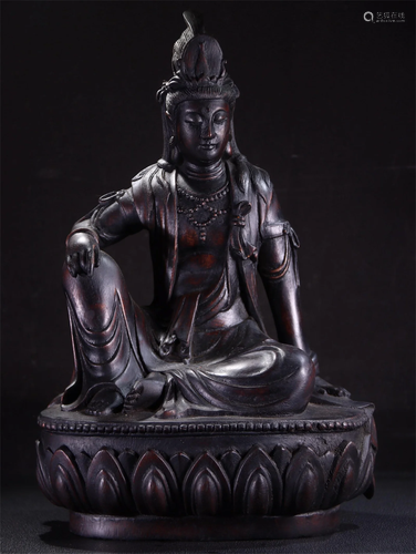 A Carved Agarwood Guanyin Statue